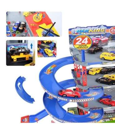 WOOPIE mitmetasandiline parkla/garaaž koos autopesulaga, autod, helikopter + aksessuaarid