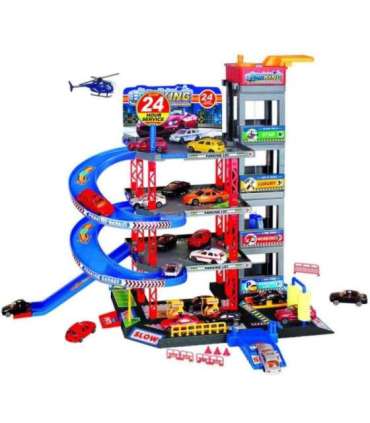 WOOPIE mitmetasandiline parkla/garaaž koos autopesulaga, autod, helikopter + aksessuaarid