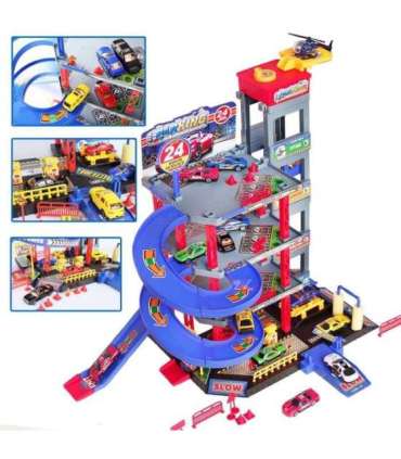 WOOPIE многоуровневый паркинг/гараж с автомойкой, автомобили, вертолет + аксессуары