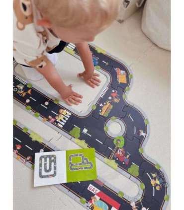 TOOKY TOY Дорожный пазл для детей - макет автомагистрали, 21 деталь. Сертификат FSC