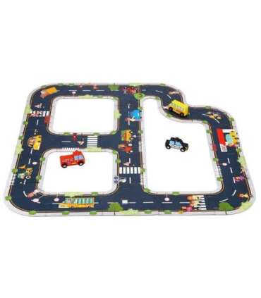 TOOKY TOY Дорожный пазл для детей - макет автомагистрали, 21 деталь. Сертификат FSC