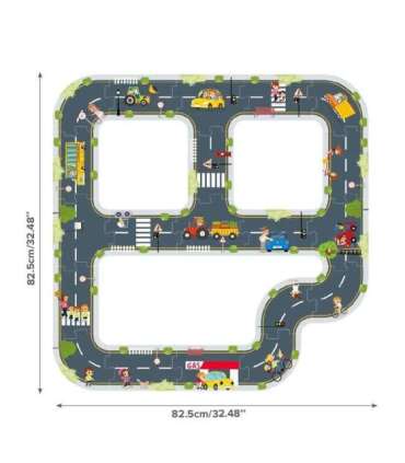 TOOKY TOY Дорожный пазл для детей - макет автомагистрали, 21 деталь. Сертификат FSC