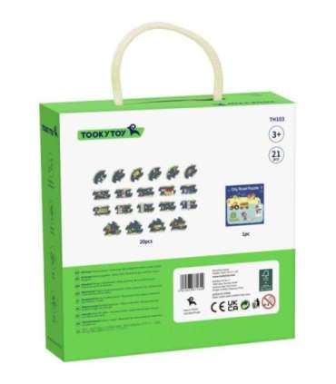 TOOKY TOY Дорожный пазл для детей - макет автомагистрали, 21 деталь. Сертификат FSC