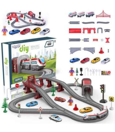 WOOPIE elektrirongikomplekt - rööpad, sild, tunnel, 80 osa.