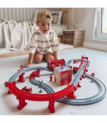 WOOPIE elektrirong, autorada, tuletõrje, helikopter, autod, 92 osa.