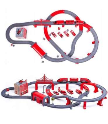 WOOPIE elektrirong, autorada, tuletõrje, helikopter, autod, 92 osa.