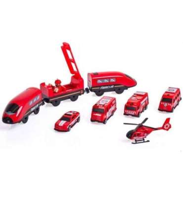 WOOPIE elektrirong, autorada, tuletõrje, helikopter, autod, 92 osa.