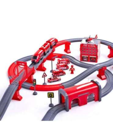 WOOPIE elektrirong, autorada, tuletõrje, helikopter, autod, 92 osa.