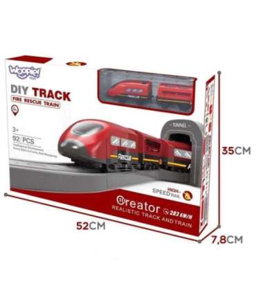 WOOPIE elektrirong, autorada, tuletõrje, helikopter, autod, 92 osa.