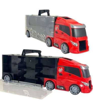 WOOPIE 3-ühes veoauto-transporter komplekt, punane, 11 osa.