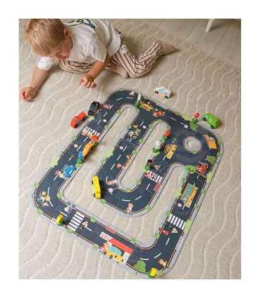 WOOPIE GREEN Puidust sõidukite ja liiklusmärkide komplekt, 15 osa