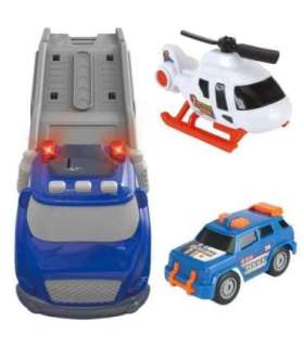 WOOPIE sinine politsei puksiirauto (City Truck) heli- ja valgusefektidega