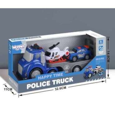 WOOPIE sinine politsei puksiirauto (City Truck) heli- ja valgusefektidega