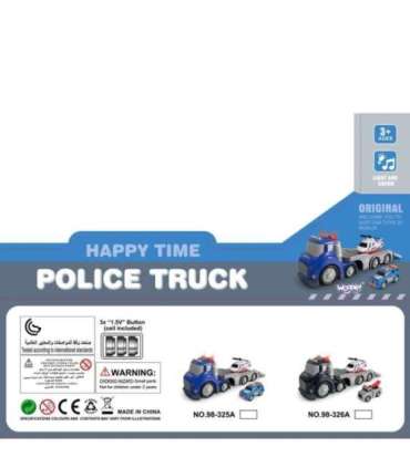 WOOPIE sinine politsei puksiirauto (City Truck) heli- ja valgusefektidega