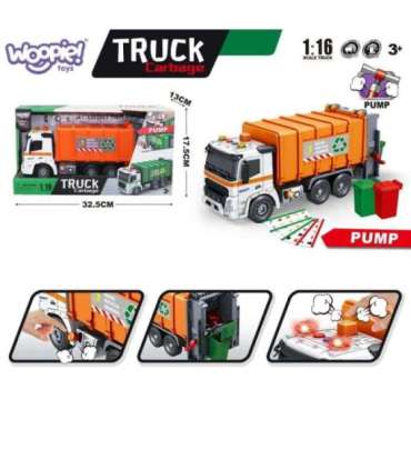 WOOPIE Интерактивная модель мусоровоза, масштаб 1:16, звуковые и световые эффекты