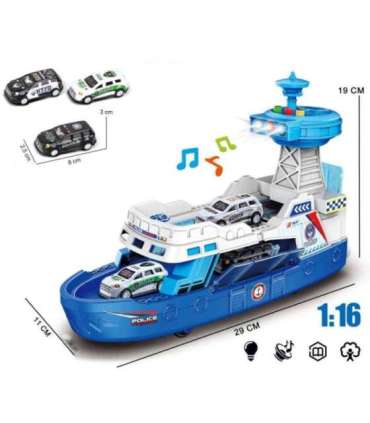 WOOPIE Интерактивный полицейский патрульный катер - Масштаб 1:16 + 3 машинки