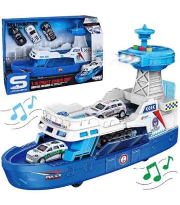 WOOPIE Интерактивный полицейский патрульный катер - Масштаб 1:16 + 3 машинки