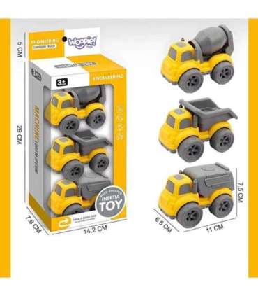 WOOPIE набор 3 в 1: строительная техника — мусоровоз, бетономешалка, самосвал