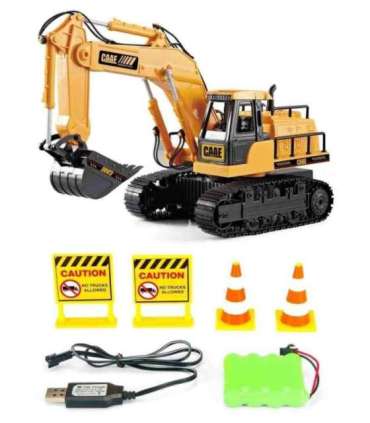 WOOPIE suur puldiga juhitav ekskavaator roomikutel, 7 funktsiooni, heli + tegevus.