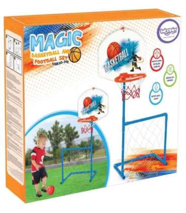 WOOPIE 2-ühes komplekt: korvpallikorv ja jalgpalli värav + pall