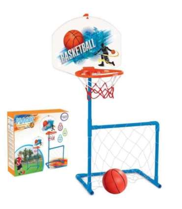 WOOPIE 2-ühes komplekt: korvpallikorv ja jalgpalli värav + pall