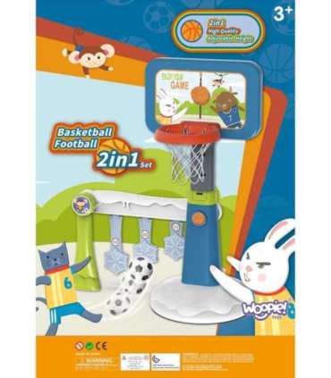 WOOPIE 2-ühes komplekt: korvpalli- ja jalgpallivärav + pall + pump