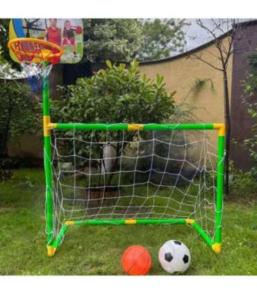 WOOPIE 2-ühes komplekt: korvpall ja jalgpalli värav + pallid
