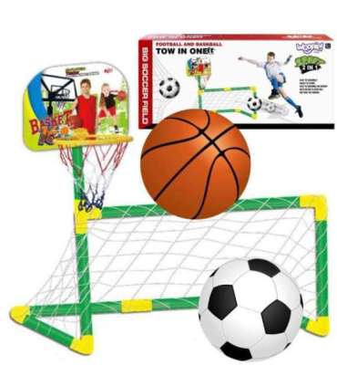 WOOPIE 2-ühes komplekt: korvpall ja jalgpalli värav + pallid