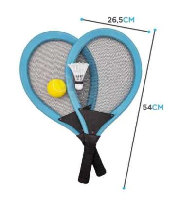 WOOPIE Suured tennise- ja sulgpallireketid lastele, komplekt + pall/sulgpall