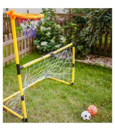 WOOPIE набор 2 в 1: баскетбол и футбольные ворота + мячи и насос