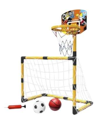 WOOPIE набор 2 в 1: баскетбол и футбольные ворота + мячи и насос
