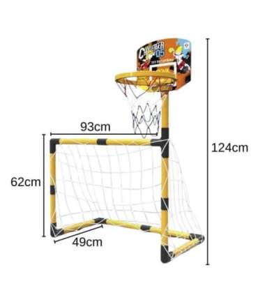 WOOPIE 2-ühes komplekt: korvpall ja jalgpalli värav + pallid ja pump