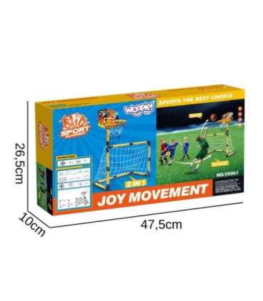 WOOPIE 2-ühes komplekt: korvpall ja jalgpalli värav + pallid ja pump