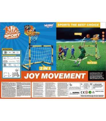 WOOPIE набор 2 в 1: баскетбол и футбольные ворота + мячи и насос