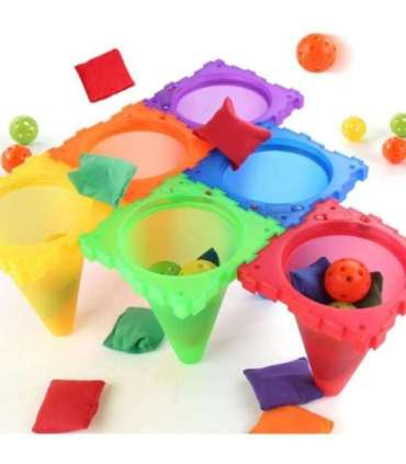 WOOPIE aiamängukomplekt 3-ühes: sihtviske mäng, koonused, rõngad, kotikesed — 30 tk.