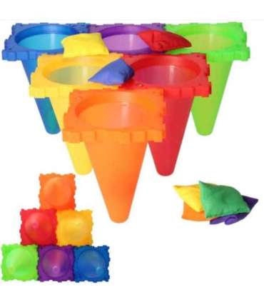 WOOPIE aiamängukomplekt 3-ühes: sihtviske mäng, koonused, rõngad, kotikesed — 30 tk.