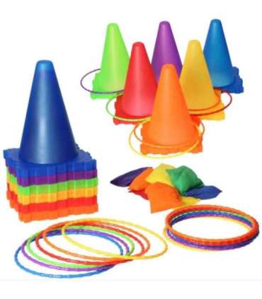 WOOPIE Набор для игр в саду 3 в 1: метание в цель, конусы, обручи, мешочки — 30 шт.