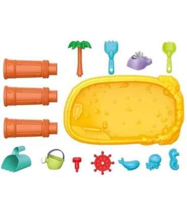 WOOPIE 2 в 1: водный столик и песочница — пиратский корабль, 8 аксессуаров.