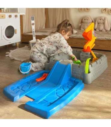 WOOPIE kaasaskantav lukustatav lossilaadne liivakast + 9 tarvikut