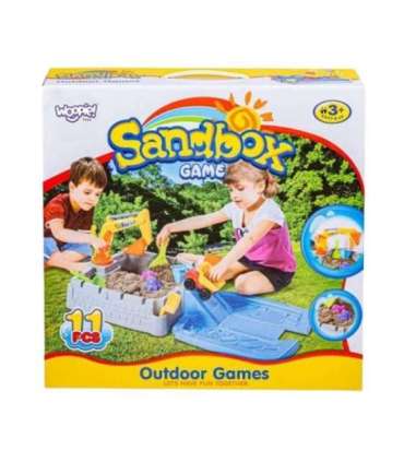 WOOPIE kaasaskantav lukustatav lossilaadne liivakast + 9 tarvikut