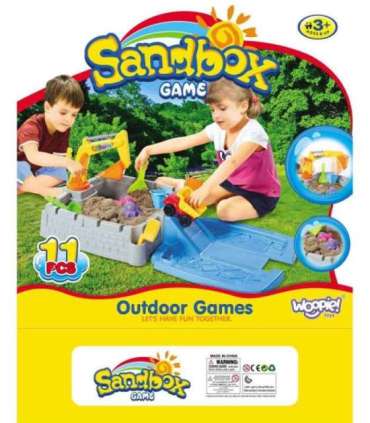 WOOPIE kaasaskantav lukustatav lossilaadne liivakast + 9 tarvikut