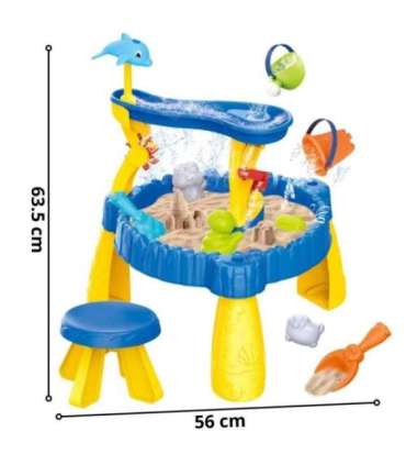 WOOPIE XL водный стол со стульчиком, 2 в 1 песочница Дельфин, 12 деталей