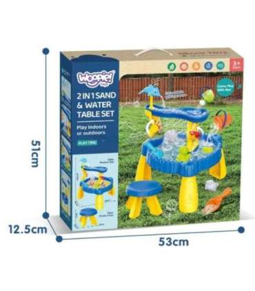 WOOPIE XL водный стол со стульчиком, 2 в 1 песочница Дельфин, 12 деталей