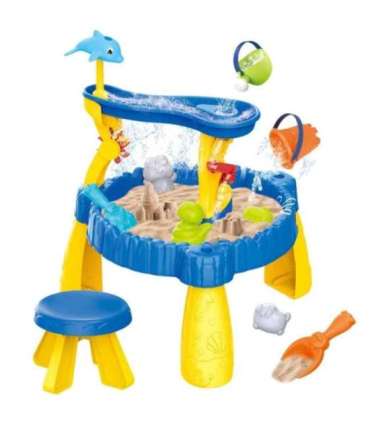 WOOPIE XL водный стол со стульчиком, 2 в 1 песочница Дельфин, 12 деталей