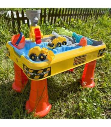 WOOPIE 2-ühes veelaud ja liivakast — ehitusplats + 4 mänguautot (12 osa)