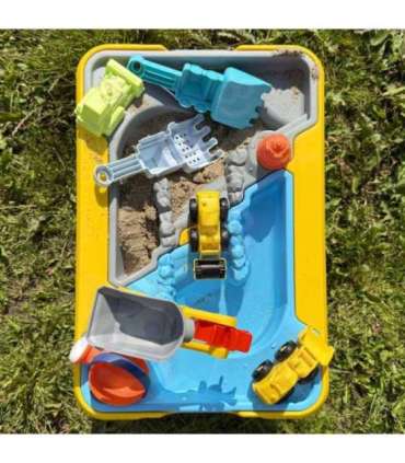 WOOPIE 2-ühes veelaud ja liivakast — ehitusplats + 4 mänguautot (12 osa)