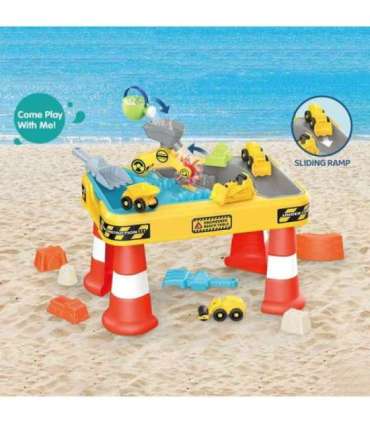 WOOPIE 2-ühes veelaud ja liivakast — ehitusplats + 4 mänguautot (12 osa)