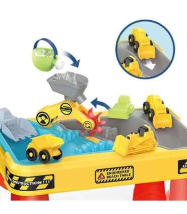 WOOPIE 2-ühes veelaud ja liivakast — ehitusplats + 4 mänguautot (12 osa)