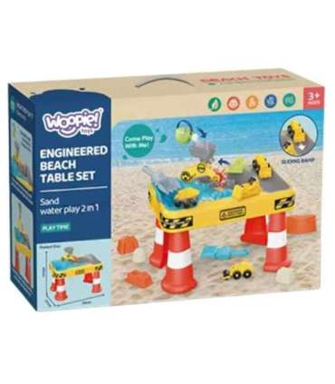 WOOPIE 2-ühes veelaud ja liivakast — ehitusplats + 4 mänguautot (12 osa)