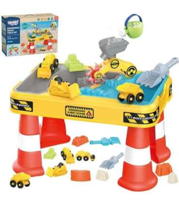 WOOPIE 2-ühes veelaud ja liivakast — ehitusplats + 4 mänguautot (12 osa)